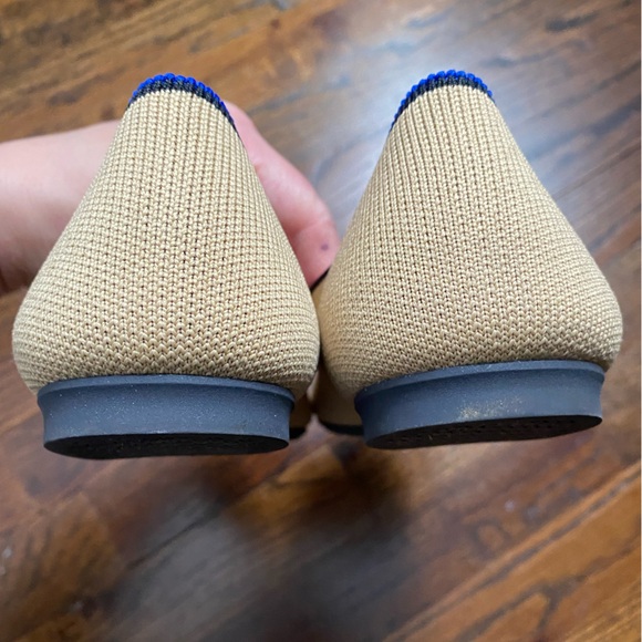 Rothy's- The Ballet Flat 8.5 bow tan black machine washable round toe women's - Picture 3 of 15